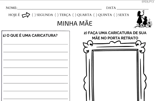 atividade de dia das mães caricatura